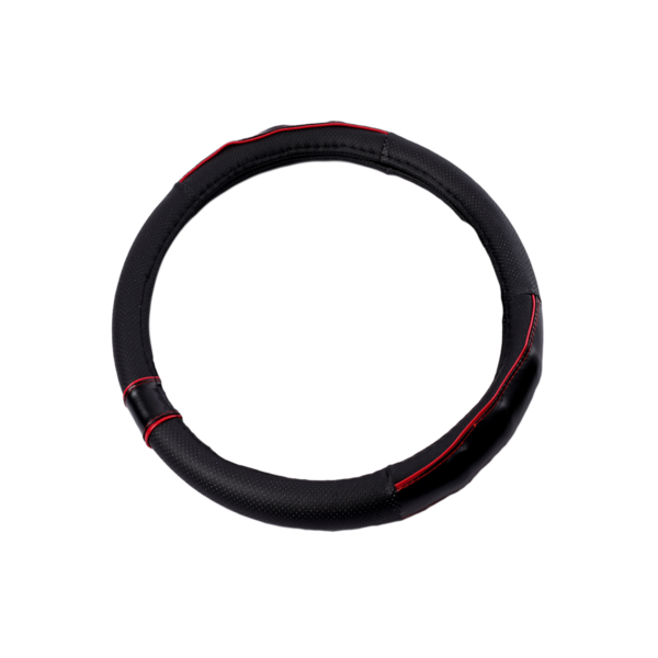 CUBREVOLANTE NEGRO CON BORDES ROJOS