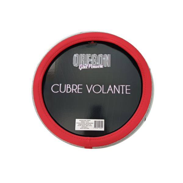 CUBREVOLANTE BLING BLING DIAMANTES PLATA / ROJO