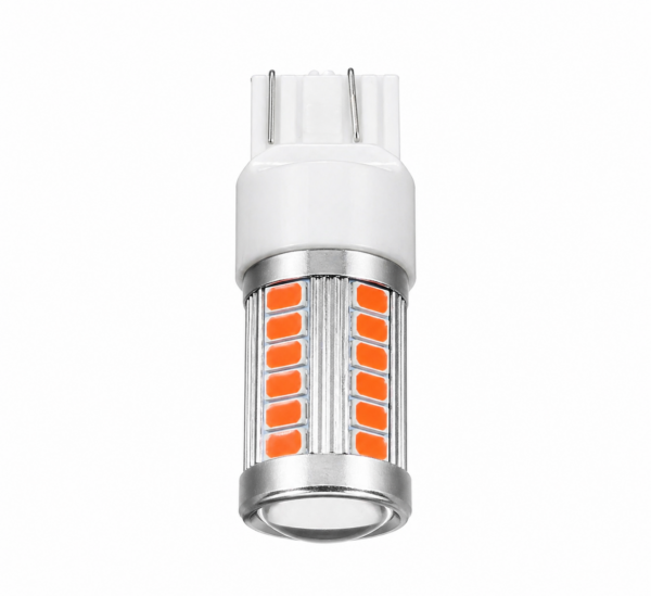 Lampara Led 2 Polos W21/5W Lupa Rojo 12V