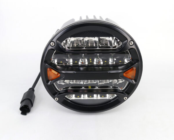 FARO DE LED UNIVERSAL REDONDO 7" BLANCO CON GIROS AMBAR 90 WATTS