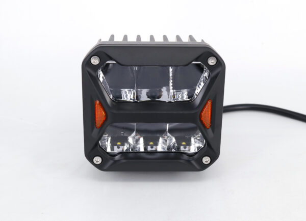 FARO DE LED UNIVERSAL CUADRADO 3'' COLOR BLANCO CON GIROS AMBAR