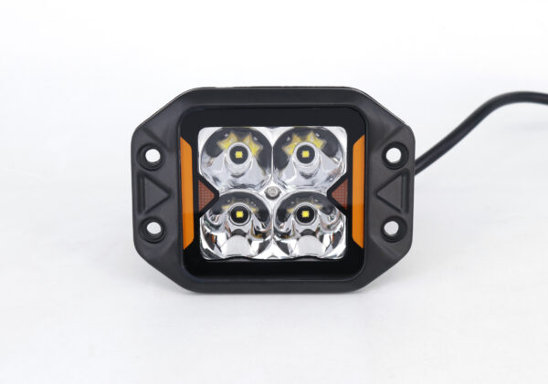 ARO DE LED UNIVERSAL CUADRADO PARA EMBUTIR 3'' COLOR BLANCO CON GIROS AMBAR