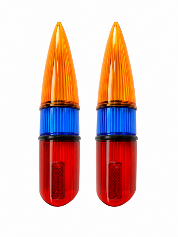 LENTE TRASERO 404 ARMADO COMPLETO COMPLETO CON DEFLECTOR DE CHAPA ROJO/AZUL/AMBAR