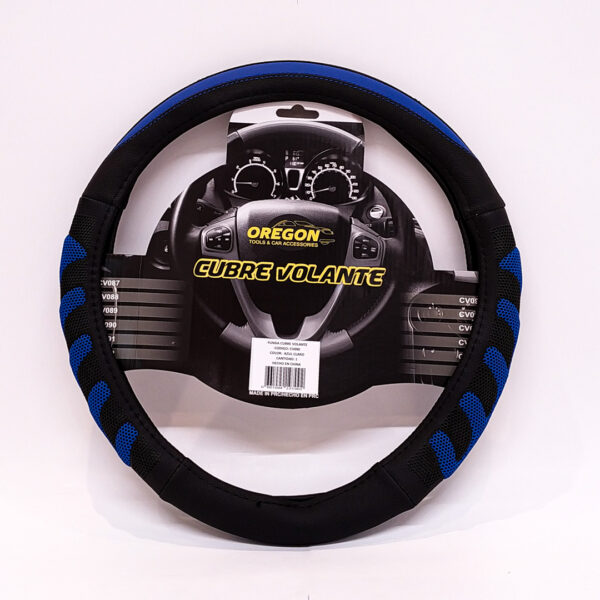 CUBRE VOLANTE NEGRO/CELESTE