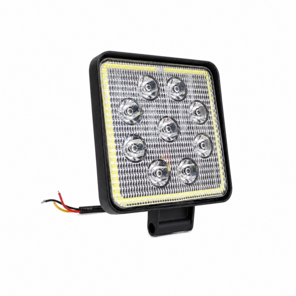 FARO DE LED CUADRADO - 9 LED 27W BLANCO CON AUREOLA AMBAR