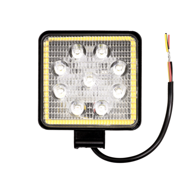 FARO DE LED CUADRADO - 9 LED 27W BLANCO CON AUREOLA BLANCO