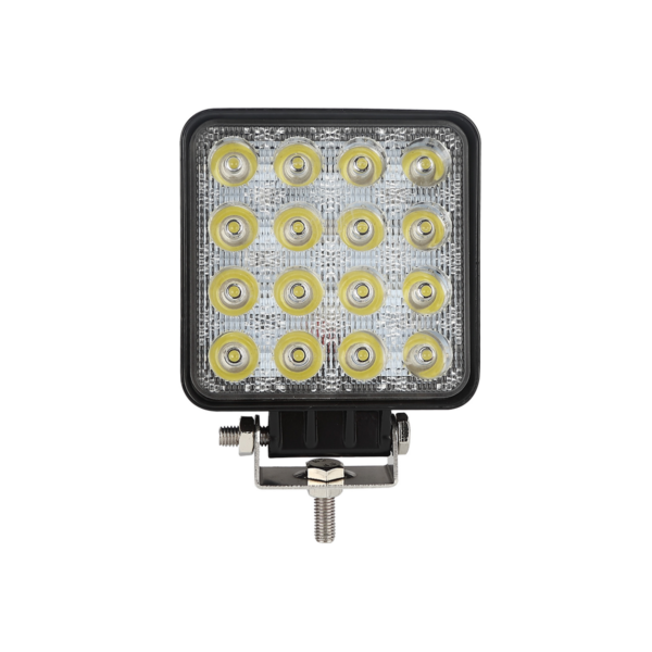 FARO DE LED UNIVERSAL CUADRADO 48 WATTS (16 LED 3 WATTS) COLOR BLANCO 12V / 24V
