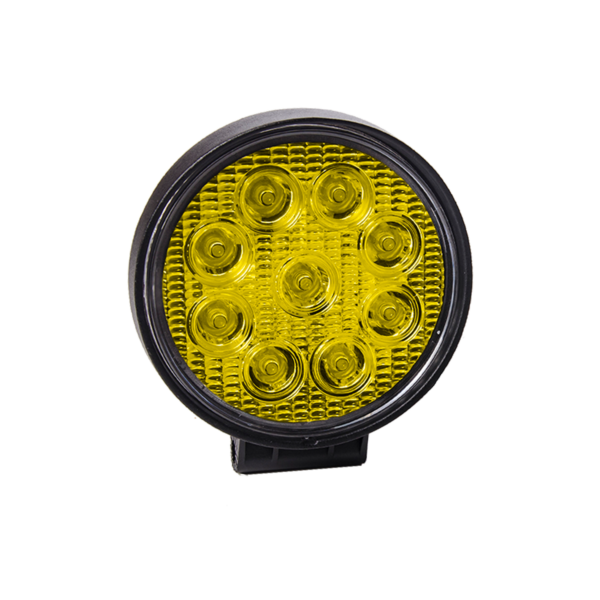 FARO DE LED UNIVERSAL CIRULAR 27 WATTS (9 LED 3 WATTS) COLOR AMBAR 12V / 24V