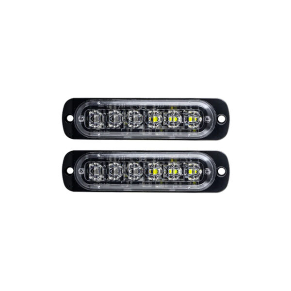 FARO DE LED UNIVERSAL 12V - 6 LED CHAT PARA PARRILLA / PARAGOLPE CON LUZ DESTELLANTE AZUL Y BLANCO