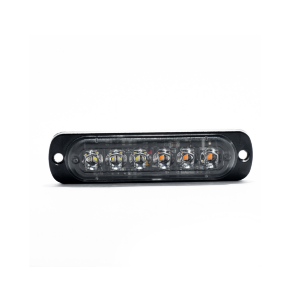 FARO DE LED UNIVERSAL 12V - 6 LED CHAT PARA PARRILLA / PARAGOLPE CON LUZ DESTELLANTE BLANCO Y AMBAR