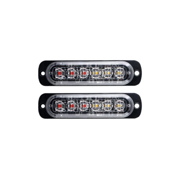 FARO DE LED UNIVERSAL 12V - 6 LED CHAT PARA PARRILLA / PARAGOLPE CON LUZ DESTELLANTE ROJO Y AMBAR