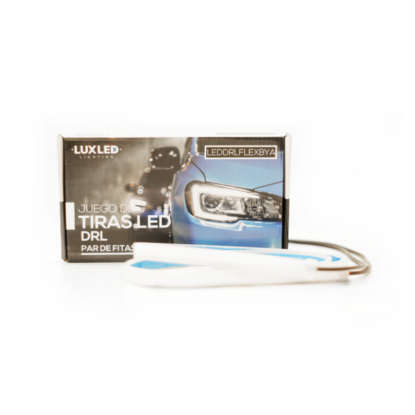 JUEGO DE TIRAS DE LED DRL FLEXIBLE BLANCA Y AMBAR (BALIZA INTERMITENTE) 30CM