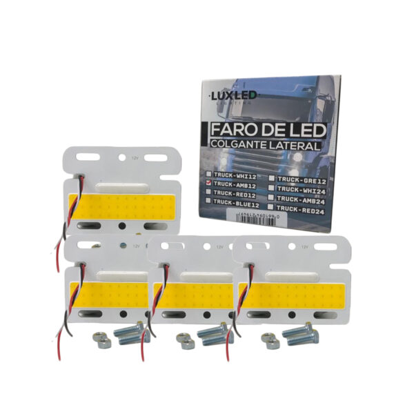 PACK X 4 UNIDADES DE FAROS COLGANTES ENCASTRABLES PARA LATERAL DE CAMION AMBAR
