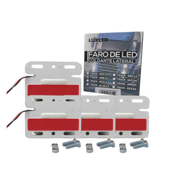 PACK X 4 UNIDADES DE FAROS COLGANTES ENCASTRABLES PARA LATERAL DE CAMION ROJO