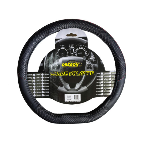 CUBRE VOLANTE CUERO SINTENTICO PREMIUM DEPORTIVO CHATO NEGRO 38CM
