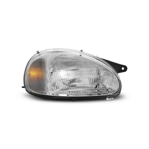 OPTICA CHEVROLET CORSA (V. RAYADO) CASCO NEGRO POLICARBONATO DER - LÁMPARA H4 94/99